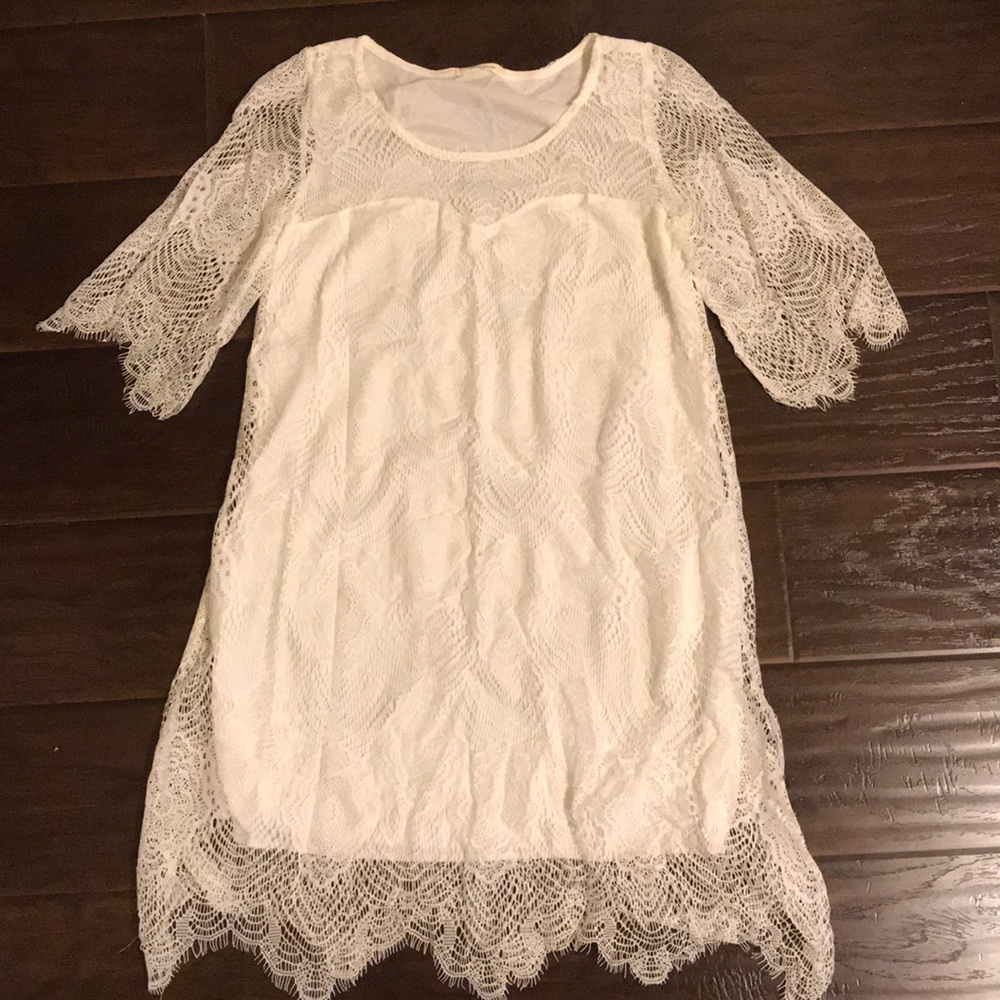 Beautiful white lace dress.